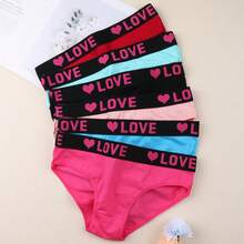 12 Pcs  Cotton Women's Briefs, Comfortable And Breathable, Solid Color Letter Waist Design, Gathered Hip, Multi-Color Daily Options. - 12pcs - 查看 8