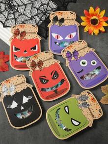 12 件万圣节鬼脸图案卡片糖果袋套装、不给糖就捣蛋卡片礼品袋、万圣节派对装饰、万圣节不给糖就捣蛋装饰、万圣节快乐装饰、万圣节装饰、家居派对礼物、节日派对礼品