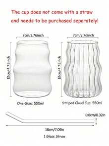 1 cốc cà phê thủy tinh gia dụng 550ml, phù hợp cho nữ giới, có thể đựng sữa, trà và các loại đồ uống khác, thích hợp cho cả đồ uống nóng và lạnh, trong suốt và bền chắc, thích hợp để đựng cà phê, trà, sữa, espresso và các loại đồ uống theo mùa khác, quà tặng sinh nhật, đồ trang trí nhà cửa, món quà cá nhân hóa dễ thương và tinh tế dành cho người thân yêu. - Sọc Cúp Mây - Xem 4