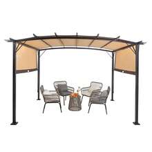 12' X 9' Pergola Gazebo Retractable Metal Frame Canopy For Sunshade Waterproof - 1 - View 10