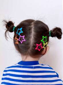 20pcs/Pack Colorful Star Shape Hair Clips, Cute Hair Accessories For Baby & Kids