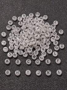 100 pièces de perles acryliques lumineuses de 7 mm, perles intercalaires qui brillent dans le noir avec lettres, pour bracelets, colliers et accessoires faits main