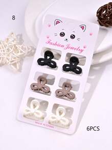 6pcs/Set Solid Color Casual Cute ABS Plastic Hair Clips, Butterfly, Flower, Heart, Square Design, Small Size Matte Black Bangs Claws, Princess Front & Side Bang Clips, Suitable For All Seasons Summer Hair Jaw Clip