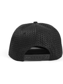 1pc Men's Metal Crown Decor PU Brim Casual Snapback Hat, Adjustable Sun Protection Outdoor Hat, Spring & Autumn