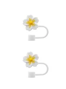 Compatible With Stanley Cup Accessories 2PCS Straw Toppers For Cup Straw Cover Cap, Creative Cherry Blossom Straw Cap Cap, Reusable Silicone Straw Cap, Straw Anti-Splash Dustproof Straw Cover, Portable Easy To Clean Insulation Cup Straw Cup Accessories, 10mm Thicker Large Caliber Flower Straw Cap, Cute Cartoon Flower Straw Dust Cover, Pink/Purple/Black/White Yellow/White Pink - Multicolor - View 11