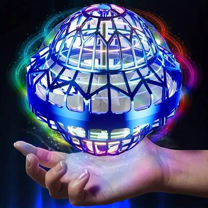 Juguete de pelota voladora OVNI 2025, versión mejorada de OVNI nave espacial, bola de giroscopio controlada manualmente, mini dron de luz LED giratorio, regalo de Navidad increíble y genial para niños y niñas