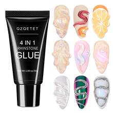 Pegamento con rhinestones 4 en 1, gel de uñas 3D de 30g, no requiere limpieza, para decoraciones, uñas postizas, gemas y creación de diseños 3D - transparente - Ver 1