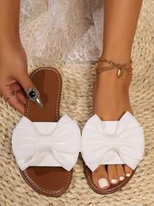 Women's Summer New Bowknot Sandals, Fashionable Versatile Elegant Comfortable Flat Sandals
