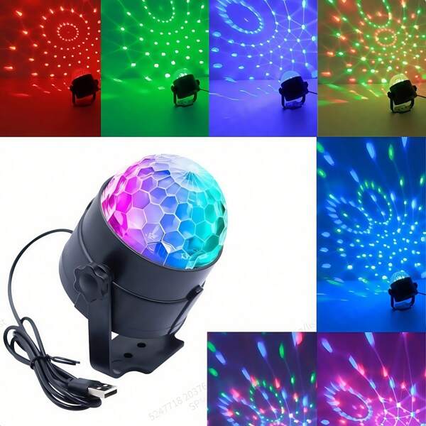 Discokugel Licht mit Fernbedienung, DJ Klang-aktivierte LED Bühnenbeleuchtung Projektor, USB betrieben, für Geburtstags-, Hochzeits- und Weihnachtsparty Dekorationen, freistehend, ohne Batterie erforderlich, Discokugel Lampe