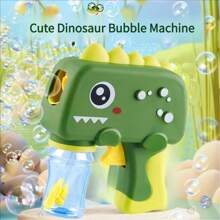 1 PIEZA Adorable pistola de burbujas de dinosaurio de dibujos animados, sin pilas necesarias, presiona continuamente para hacer burbujas, adecuado para juegos de interiores y exteriores para niños, adecuado para que los niños presionen, juego de burbujas, diversión con burbujas, casa de burbujas