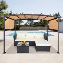 12' X 9' Pergola Gazebo Retractable Metal Frame Canopy For Sunshade Waterproof - 1 - View 9
