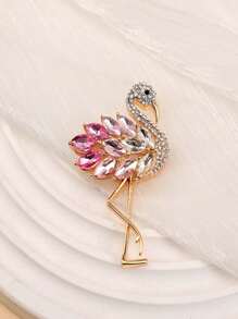Creative Fashionable Rhinestone Flamingo Brooch, Zinc Alloy Casual Brooch, Suitable For All Seasons School