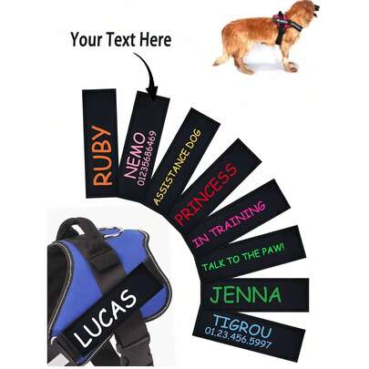 Personalized Dog Name Labels Colorful Pattern Pet Harness Custom Tag Removed Stickers ID Dog Chest Strap Vest Collar Tag