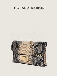 Schlangenhaut Muster Marke 2025 Neue Damen Clutch Tasche, einzigartiges Design Mode Umhängetasche, kontrastfarbige Sommer Handtasche, leichte Outdoor-Shopping Kleine Quadratische Tasche mit Mehrfach-Fächern