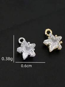 5 Pieces DIY Star Zirconia Pendants, Copper Plated With 18K Available In Gold And Silver Options, Cute Bear Accessory For Making Earrings, Necklaces, Bracelets, Anklets, Can Be Worn Daily Or Given As A Gift To Friends.