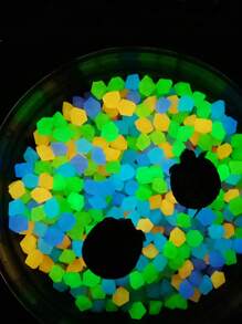 300pcs 9*13mm Small Diamond Shaped Glow Stones, Luminous Plastic Pebbles For Garden, Fish Tank