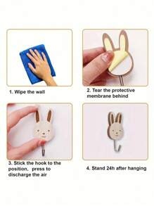 3/5pcs Cartoon Animal Wooden Decorative Wall Hook Set, DIY Home Storage & Organization Hooks For Bedroom, Bathroom, Dorm, Random Color