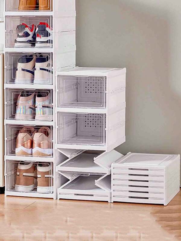 1pc PP Shoe Storage Box, Modernist Foldable Shoe Box For Home