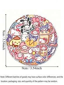 Sanrio 100Pcs Random Style Hello Kitty Cute Cartoon Character Stickers - Synthetic Paper Self-Adhesive & Reusable Decals For Journals Laptops DIY Crafts Waterproof Asymmetric Shapes(Some Parts May Be Random)