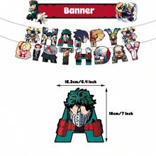 bandai Set de 17 globos de anime de Héroe Escolar - Juego de decoración de fiesta de plástico, que incluye pancartas de feliz cumpleaños, personajes y globos, adecuado para cumpleaños, aniversarios y celebraciones festivas de fans del anime