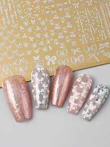 1 件蝴蝶结丝带樱桃指甲印花板蝴蝶结花叶烟花城堡珠宝皇冠指甲饰指甲模板美甲模具工具