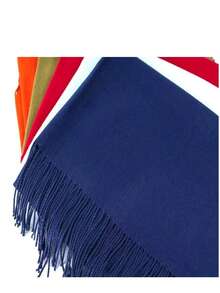 MilyModa Plain Cashmere Scarf 150g With Fringes - Azul Marino - Ver 3