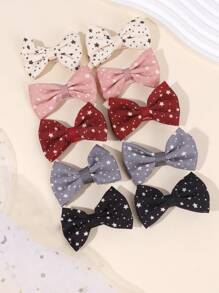 10 件适合幼儿女孩的星星图案发饰、多色蝴蝶结发夹、时尚百搭小辫发夹、女婴生日礼物、儿童婴儿发饰。 - 五角星圖案 - 查看 4