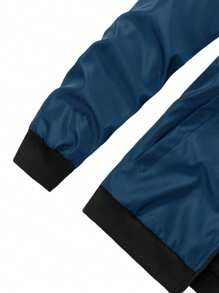 Plus Size Winter Outdoor Sports Casual Stand Collar Baseball Jacket, Solid Color Zipper Thick Coat, Gift For Boyfriend, Husband, Friend, Father's Day