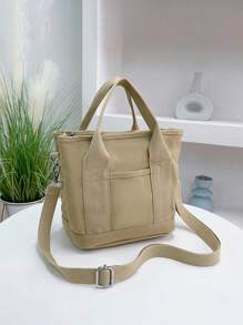 1PC Women's Personalized Ins Canvas Bag, Fashionable And Versatile Commuting Shoulder Bag For Work, Portable Multi-Pocket Storage Bag, Large-Capacity Student Book Handbag With College Style,All-Purpose,Large Capacity,Versatile,Multifunction,Colorful,Cute,Adorable,Contracted,Funny,Kawaii,Y2K,Minimalist,Commuting,Business Casual,Basics,Custom,Personalized,Unique,Customized,Ideal Gifts For Him,Ideal Gifts For Her,Her,Family,Friends,Girlfriend,For Anniversaries,For Birthdays,For Holiday/ Vacation,For Outdoors/Outings/Travel/Hiking/Stadium/Sports/Climbing,For Business/Commute/Work/Office