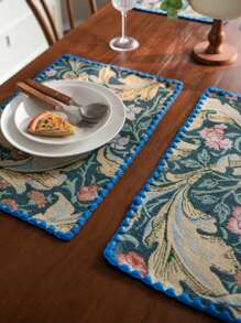 1/4/6/12 piezas Manteles individuales con estampado de flor de tulipán, estilo vintage pastoral americano para decoración de cocina, mesa de comedor para reuniones festivas, fiestas de cumpleaños, decoración del hogar, dormitorio, jardín, todo el año