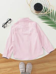 1 Stück Kleinkind/Kinder hellrosa bestickte Jacquard Stoff Lässig Langarm leichtgewichtige Bluse, geeignet für Geburtstag, Abendveranstaltung, Taufe und Baby Taufe Anlässe, Frühling/Herbst