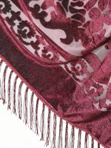 1pc Women's Rose Jacquard Velvet Tassel Scarf, Fashion Elegant Shawl, Versatile For Dance, Party, Festival, High-End Ladies Premium Scarf