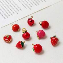 5/10 件迷你水果吊饰（葡萄、桃子、石榴、香蕉、樱桃）DIY 珠宝制作配件 - 彩色 - 查看 4
