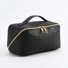 1 Stück einfache Kosmetiktasche zum Reisen, Aufbewahrungstasche für Kosmetik, tragbare Kulturtasche für unterwegs, modische Handtasche für täglichen Gebrauch und Reisen, Aufbewahrungstasche für Reiseutensilien, aus PU-Material, Kulturtasche, Aufbewahrung für Makeup-Pinsel, Reisezubehör, Schultasche, Reisetasche für Frauen, Kosmetiktasche für Reisen