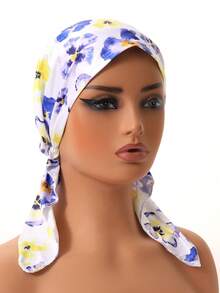 1pc Ladies' New Arrival Curved Solid Color Double-Tail Headband Cap, Simple And Convenient Bonnet Hair Bonnet Turban Hair Sleep Cap - Multicolor - View 11