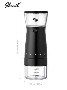 shoxil 1pc Electric Coffee Grinder, Portable USB Rechargeable Coffee Grinder, Large Capacity 60g Ceramic Burr Espresso Grinder, External Adjustment Coffee Bean Mill With 5 Precise Grind Settings, For Home, Office, Travel