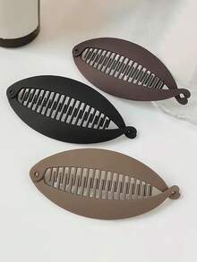 3 件装极简哑光纯色香蕉发夹，优雅垂直发夹，适合马尾辫、发髻发型、学校用品