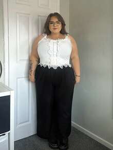 Hourglow Emily_louise_swain Plus Size Women's Fashion Lace Camisole Top, For Hourglass Body Shape, For Summer - White - View 5