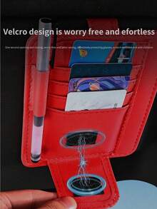 1pc Car Sun Visor Storage Bag, Sun Visor Bracket, Multi-Pocket Car Sun Visor Organizer Bag, Car Truck SUV Storage Bag, Multifunctional Car Interior Accessories Storage Bag, Sun Visor Storage Bag, Can Hold Fashion Glasses, Documents, Cards, Pens, Driver's License, Etc. - Black - View 5