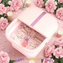 Beinilai Foot Spa Bathtub And Massager With Heater And Bubbles, Vibration And Red Light, Foot Bath With Six Rollers To Relax And Foot Soak Tub With Pumice Stone, Foldable - Xem 1