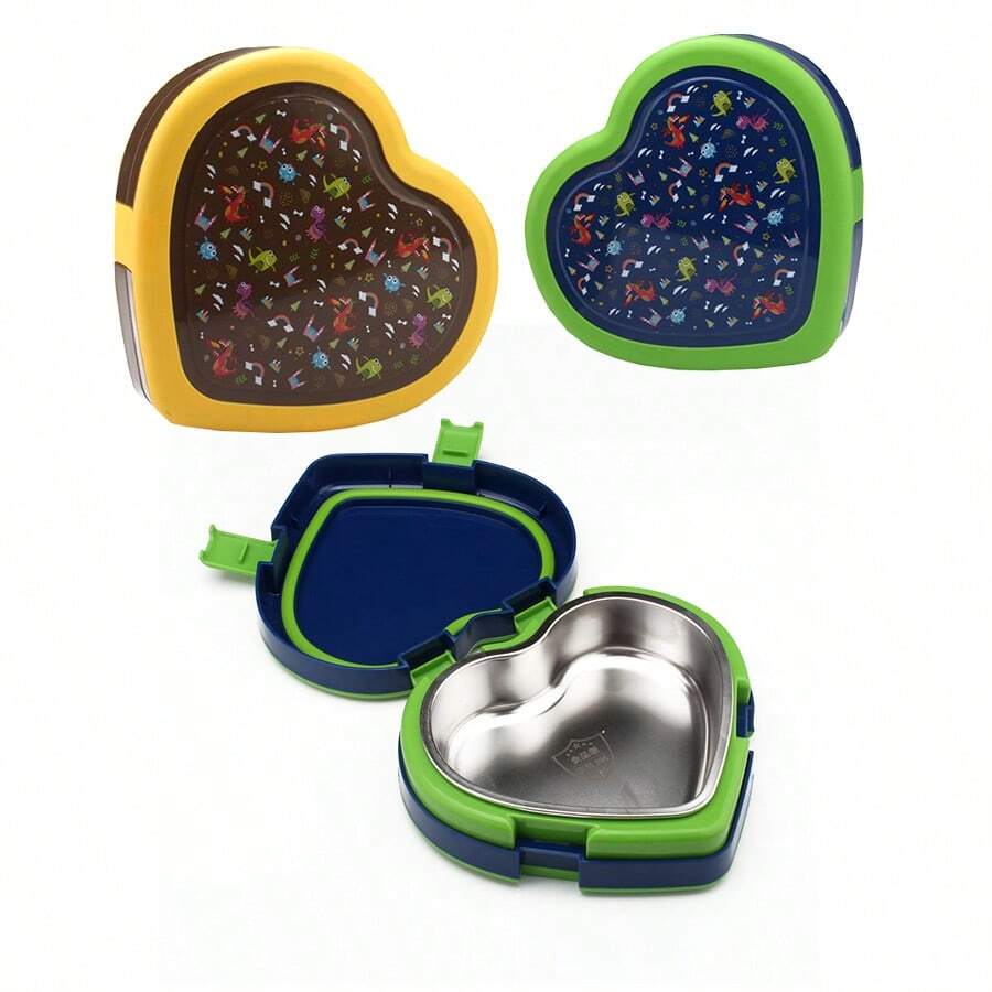 1pc Cartoon Heart-Shaped Plastic Bento Box,School Supplies