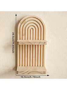 1 pieza Estante de pared en forma de puerta de madera maciza para macetas, artesanía de madera para decoración del hogar y la sala de estar