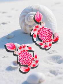 Pendientes colgantes de resina acrílica con declaraciones de animales marinos graciosos y lindos, pendientes colgantes de varias capas perfectos como regalo para mujeres y niñas para fiestas en la playa, vacaciones y días festivos.