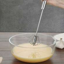 3/2/1 Pc Set Stainless Steel Semi-Automatic Egg Beater, Rotary Design Effortless & Efficient, Suitable For Whipping Cream & Eggs, Multipurpose Home Manual Whisk Tool, Durable & Easy To Clean