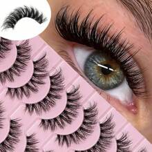 JUJU DREAM 10Pairs Manga Lashes FauxEyelashes Cat Eye Eyelashes Natural Ful False Eyelashes Volumized Eyelash Extension Travel Essentials Makeup Tools