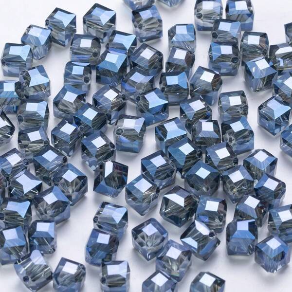 20pcs Transparent AB Aurora Borealis Square Glass Beads - Iridescent Shifting Colors, High-Quality Square Beads For DIY Jewelry Making, Bracelets, Necklaces, Crafting Supplies, Glass Beads For Jewelry Making, Necklace Design, Shimmering Effect, Fine Craftsmanship, Creative Designers