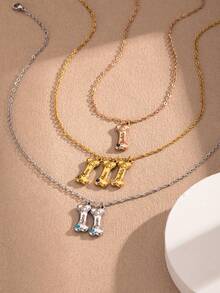 1 件镌刻狗骨头名字诞生石项链、定制宠物家族多个名字吊坠、镌刻宠物铭牌项链纪念礼物，适合女士、个性化狗爪配饰、友谊礼物、情人节礼物、派对礼物 - 玫瑰金 - 查看 5