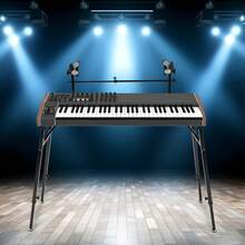 OUKANING 2-Tier DJ Workstation Stand | Double Table Top Keyboard & Laptop Holder | Digital Piano Rack Mount Platform For Studio Mixer Controllers, Turntable, Speakers, Stage Equipment Keyboard Stand DJ Workstation Table Top Piano Holder 2-Tier Double Studio Mount - Black - View 7