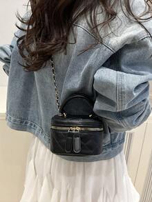Lightweight Mini Chain Bag Quilted Handbag Bucket Bag Suitable For Young Girls, College Students And Office Workers - Black - View 5