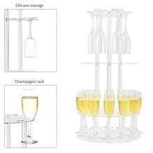 3-stufiger acrylischer Champagnerpyramidenständer mit 32 Löchern, transparenter rechteckiger schwimmender Strohhalterständer für Partys, Hochzeiten, Schulen, Feiern